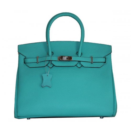 Hermes Birkin 35 см чанта Tote Blue Clemence Leather H6089 Silver