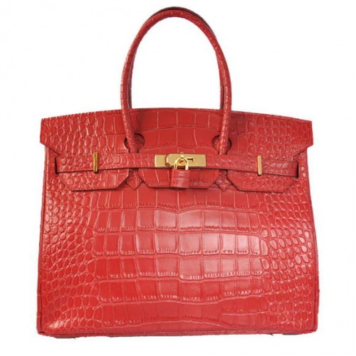 Hermes Birkin 35 см чанта tote крокодилска кожа Того червено златисто