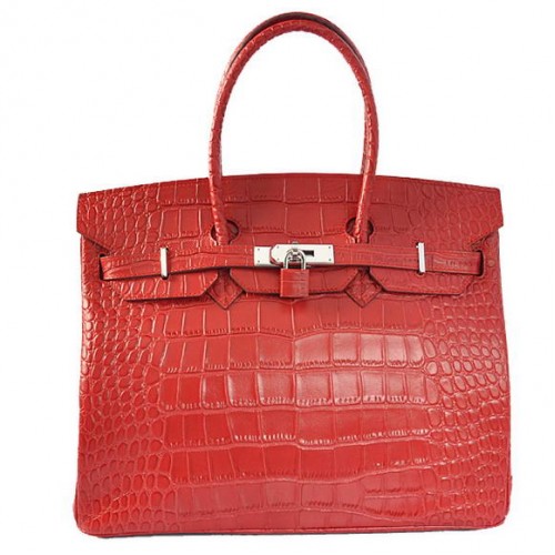 Hermes Birkin 35 см чанта tote крокодилска кожа Того червено сребро