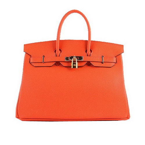 Hermes Birkin 35CM чанта Tote Orange Grain Leather H-35 Gold