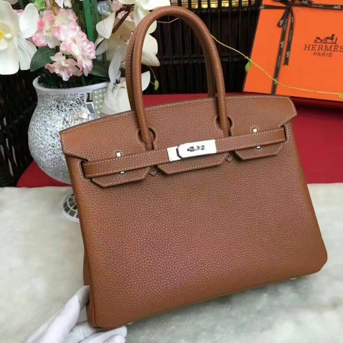 Hermes Birkin чанта оригинална кожа 17825 кафява