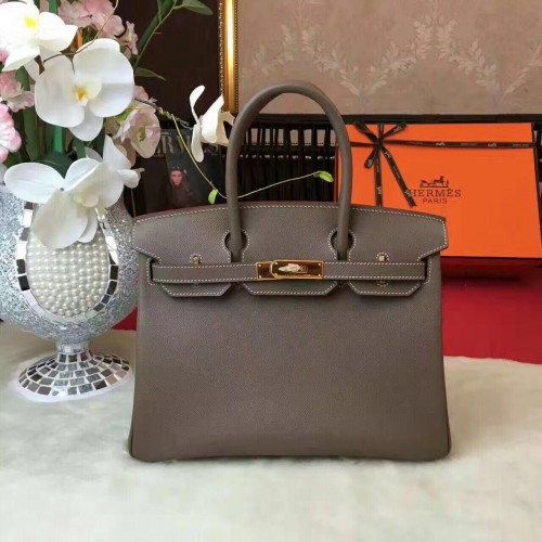 Hermes Birkin чанта оригинална кожа 17825 сива