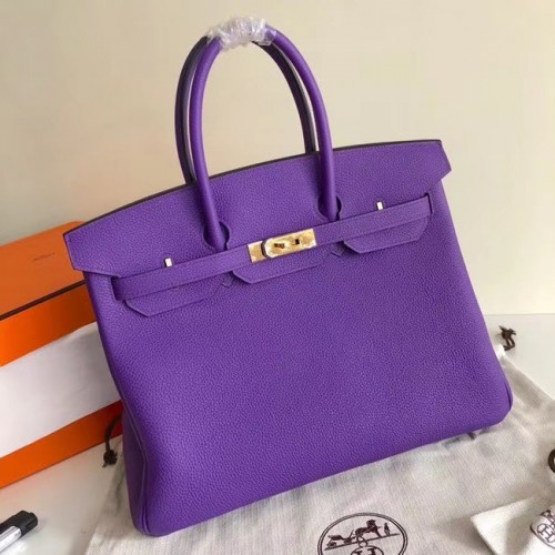 Hermes Birkin чанта оригинална кожа 17825 лилава