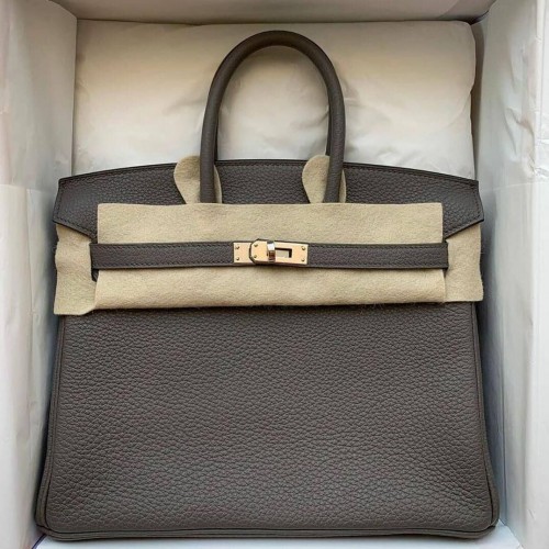 Hermes Birkin чанта оригинална кожа 35 см 17825 калайджийско сиво