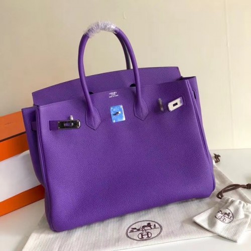 Hermes Birkin чанта оригинална кожа 35 см 17825 лилава