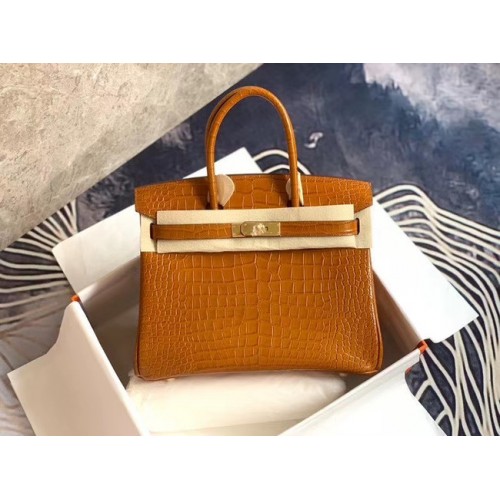 Hermes Birkin чанта оригинална кожа крокодил HBK35 кафява