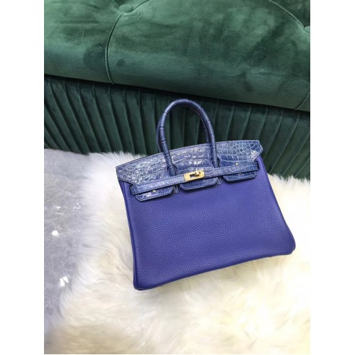 Hermes Birkin чанта оригинална кожа крокодилска того HBK2530 синьо