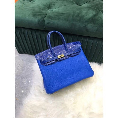 Hermes Birkin чанта оригинална кожа крокодилска чанта HBK2530 електрооптично синьо