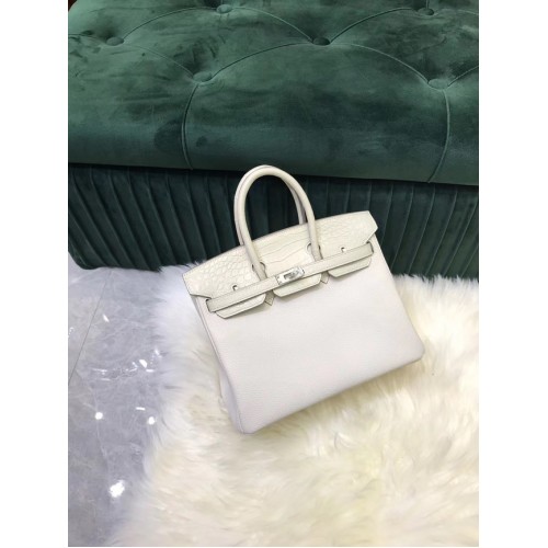 Hermes Birkin чанта оригинална кожа крокодилска чанта togo HBK2530 и бяло
