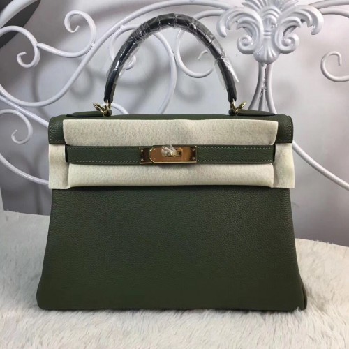 Hermes Birkin чанта Togo кожа BK35 тъмнозелена