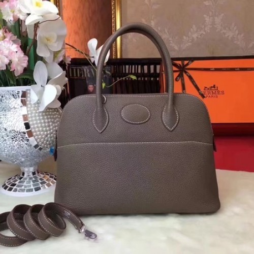 Чанта Hermes Bolide Original Leather Tote B1007 сива