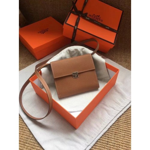 Чанта Hermes Clutch от телешка кожа Epsom H0589 кафява