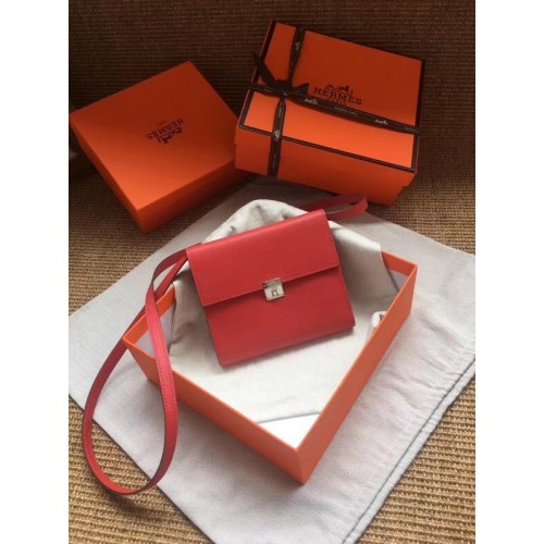 Чанта Hermes Clutch от телешка кожа Epsom H0589 червена