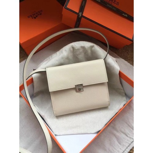 Чанта Hermes Clutch от телешка кожа Epsom през рамо H0589 бяла