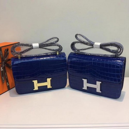 Hermes Constance чанта от крокодилска кожа H9978C синьо