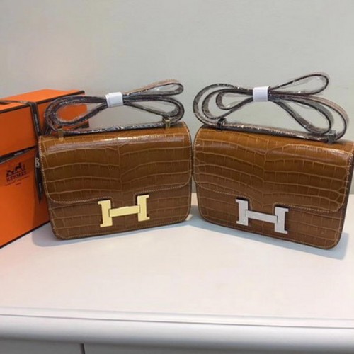 Hermes Constance чанта от крокодилска кожа H9978C пшеница