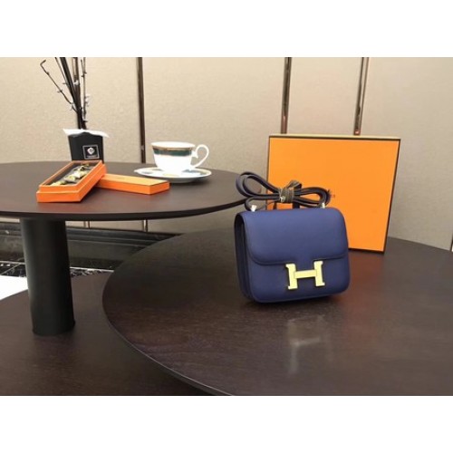 Hermes Constance чанта оригинална телешка кожа H9910 синьо