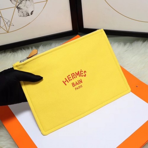 Козметична чанта Hermes H3700 Лимонено жълто