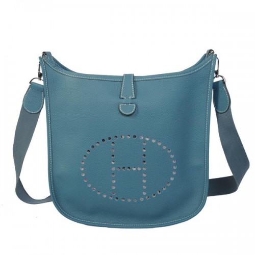 Чанта Hermes Evelyne Messenger H1608 светло синя