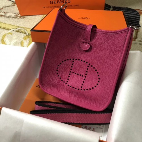 Hermes Evelyne mini 17cm оригинална чанта от телешка кожа H1187 роза
