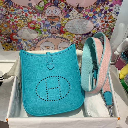 Hermes Evelyne оригинална кожена мини чанта за презрамка H15698 езеро зелено