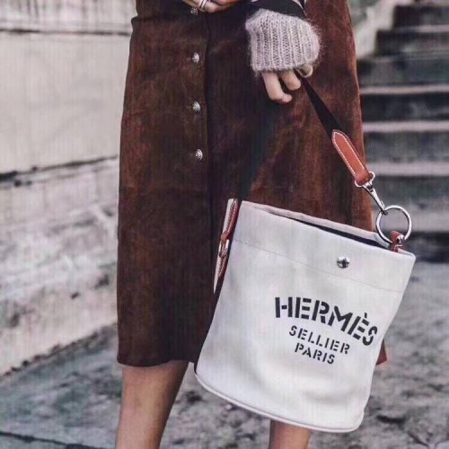 Hermes H Sac De Pansage Платно HS18237 Бяло