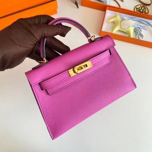 Hermes Kelly 19см чанта през рамо Epsom кожа KL19 златен хардуер лавандула