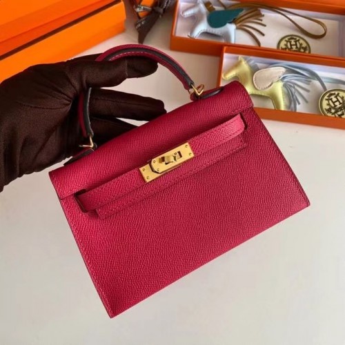 Hermes Kelly 19см чанта през рамо Epsom кожа KL19 златен хардуер розов