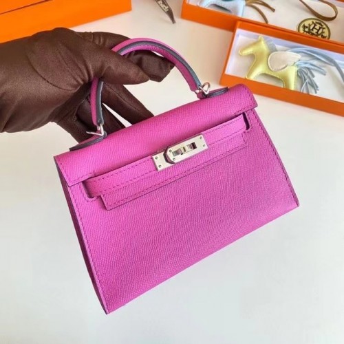Hermes Kelly 19см чанта през рамо Epsom кожа KL19 сребърен хардуер лавандула