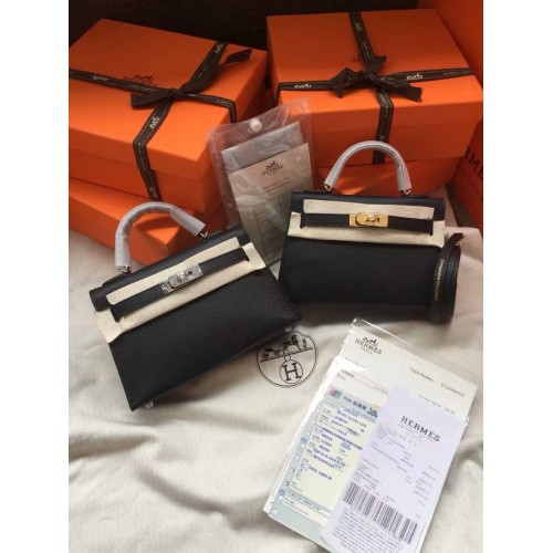 Hermes Kelly 19см чанта през рамо Epsom кожа KL19 черни