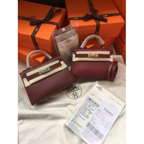 Hermes Kelly 19см чанта през рамо Epsom кожа KL19 фуксия