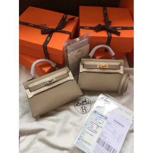 Hermes Kelly 19см чанта през рамо Epsom кожа KL19 сива