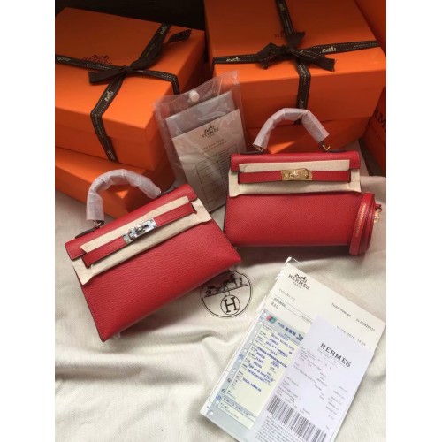 Hermes Kelly 19см чанта през рамо Epsom Leather KL19 роза