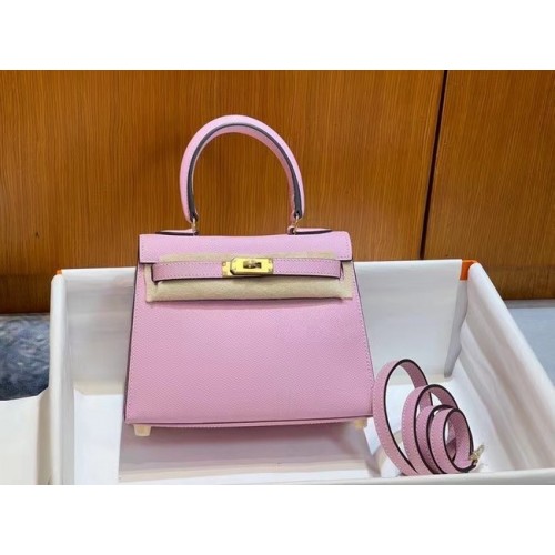 Чанта за рамо Hermes Kelly 20 см Epsom KL2750 светло розово и златно