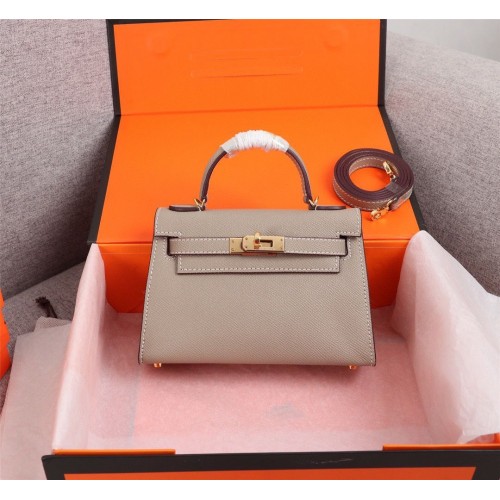 Hermes Kelly 20 см чанта Tote Original Epsom Leather KL20 сива