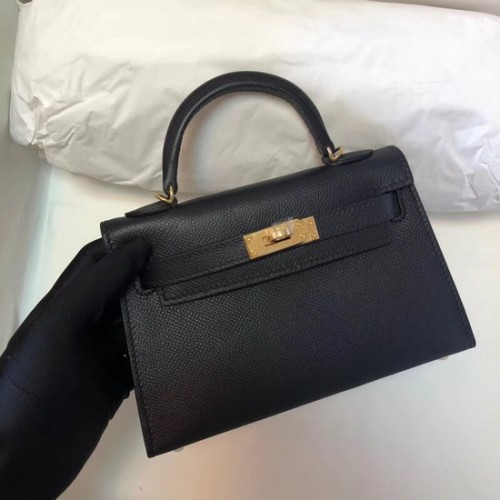Чанта Hermes Kelly 20 см от оригинална кожа KL20 черна