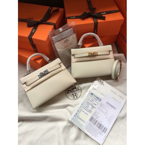 Hermes Kelly 19см чанта през рамо Epsom кожа KL19 крем
