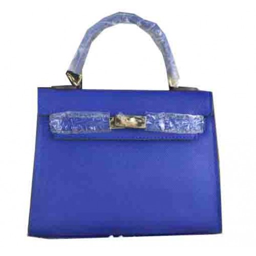 Hermes Kelly 22 см чанта от телешка кожа, синя