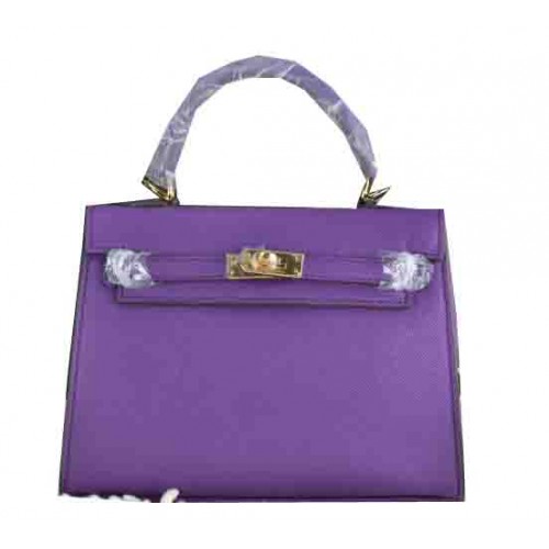 Hermes Kelly 22 см чанта от телешка кожа в лилаво
