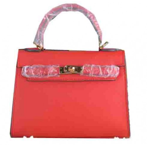 Hermes Kelly 22 см чанта от телешка кожа, червена