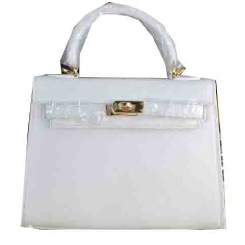 Hermes Kelly 22 см чанта от телешка кожа, бяла