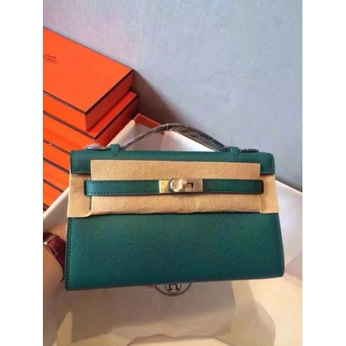 Hermes Kelly 22 см чанта от оригиналната кожа KL22 тъмнозелена