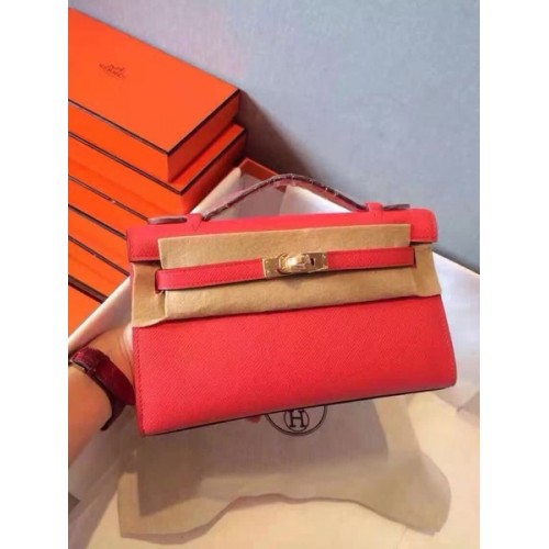 Hermes Kelly 22 см чанта от оригинална кожа KL22 червена