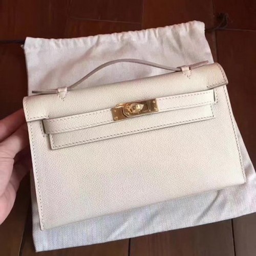Hermes Kelly 22 см чанта от оригиналната кожа KL22 бяла