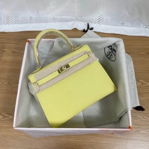 Hermes Kelly 25 см чанта през рамо Epsom KL2755 жълто-златист метал