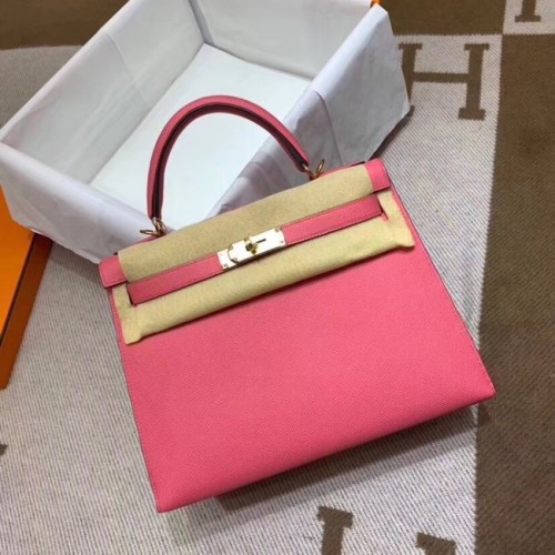Hermes Kelly 28 см чанта през рамо Epsom кожа KL28 розово