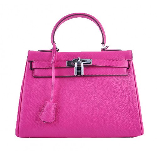 Hermes Kelly 28 см чанти през рамо, прасковени, зърнести, кожа, сребърни