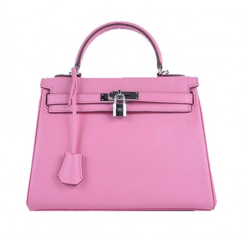 Hermes Kelly 28 см чанти през рамо Sakura зърнеста кожа сребърни