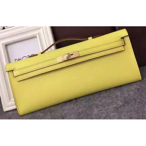 Hermes Kelly 31 см съединител Epsom кожа KL31 жълт