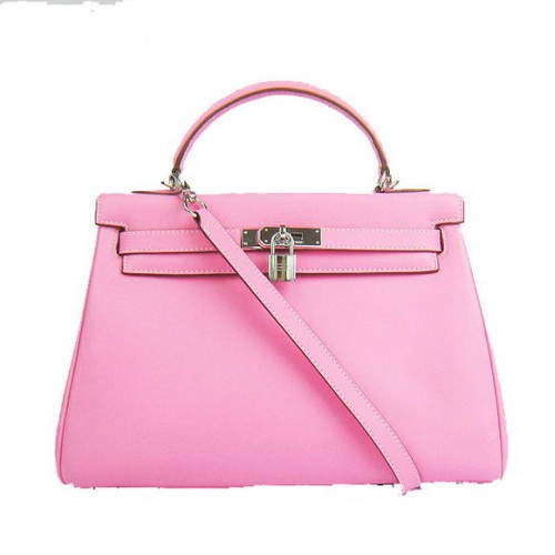 Hermes Kelly 32 см чанти Togo кожа 6108 розово сребро
